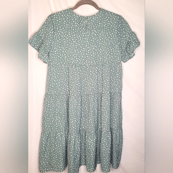 Shein Dress Babydoll Style Size Small Muted Seafoam Green Polka Dots Excellent💚 - Picture 2 of 4